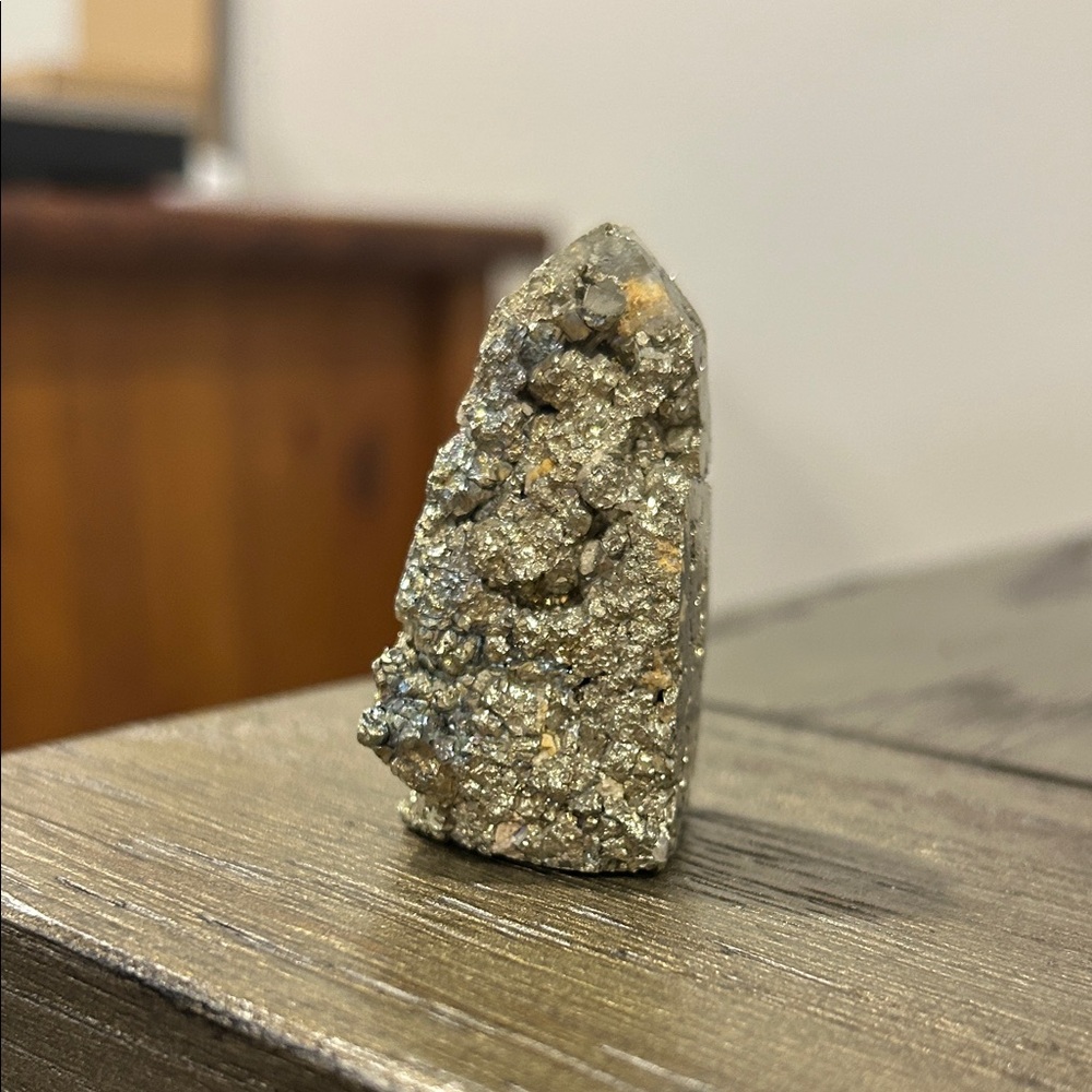Sparkling Pyrite Cluster Point - Metallic Gold Display Piece